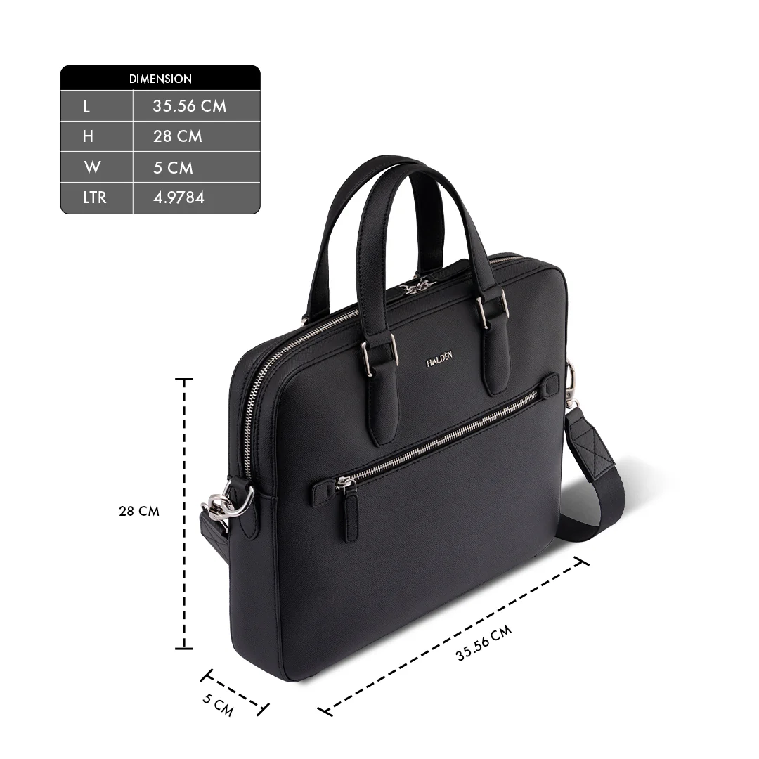 BELFORD BLACK LAPTOP BAG - SAFFIANO - Image 12