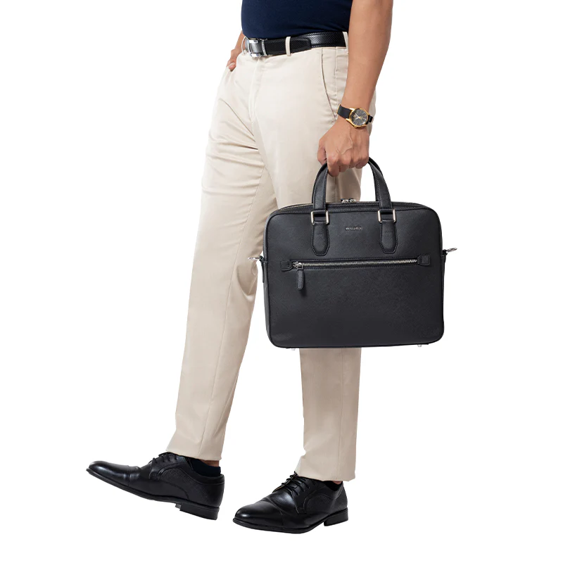 BELFORD BLACK LAPTOP BAG - SAFFIANO - Image 3