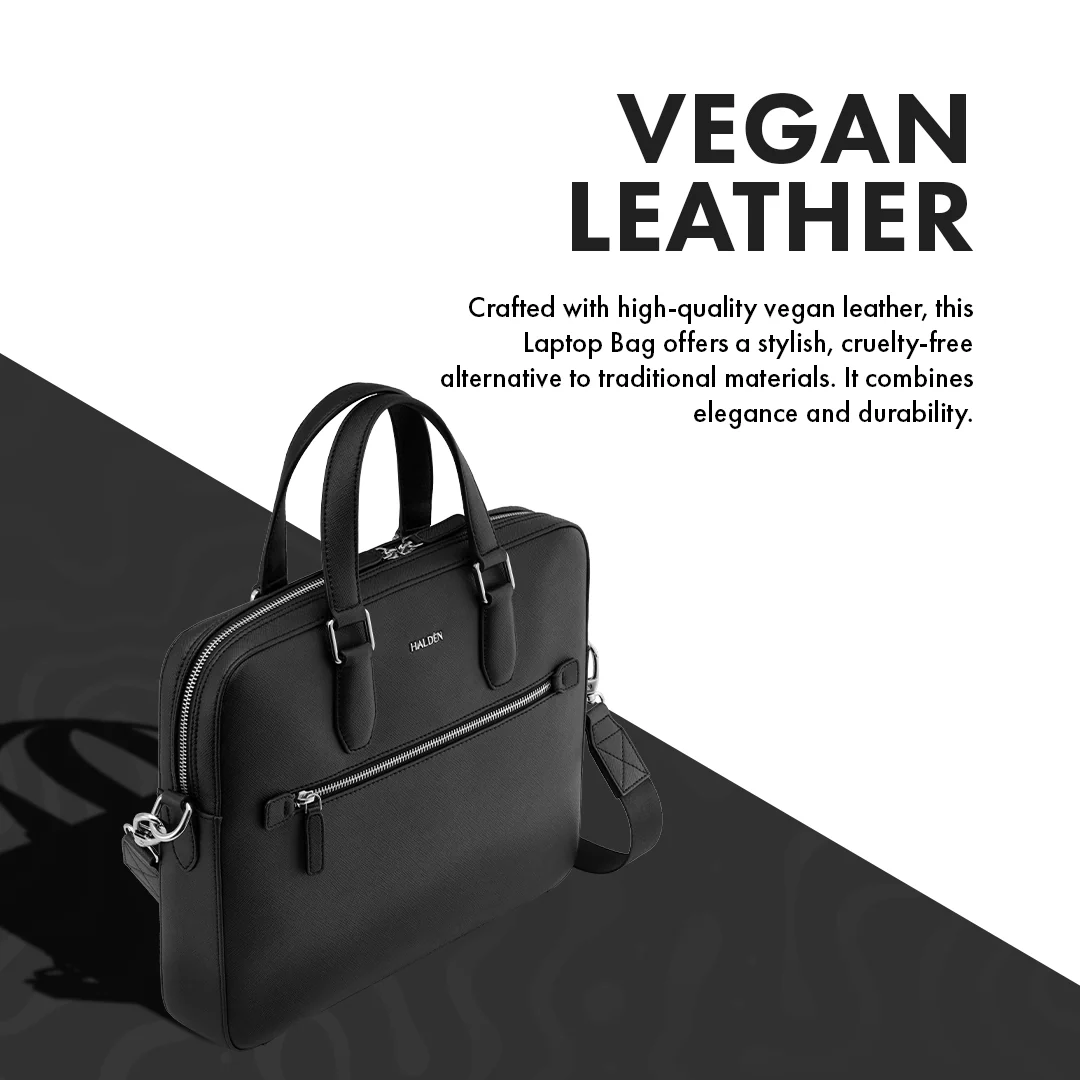 BELFORD BLACK LAPTOP BAG - SAFFIANO - Image 4