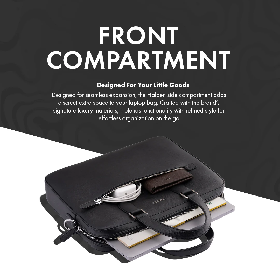 BELFORD BLACK LAPTOP BAG - SAFFIANO - Image 6