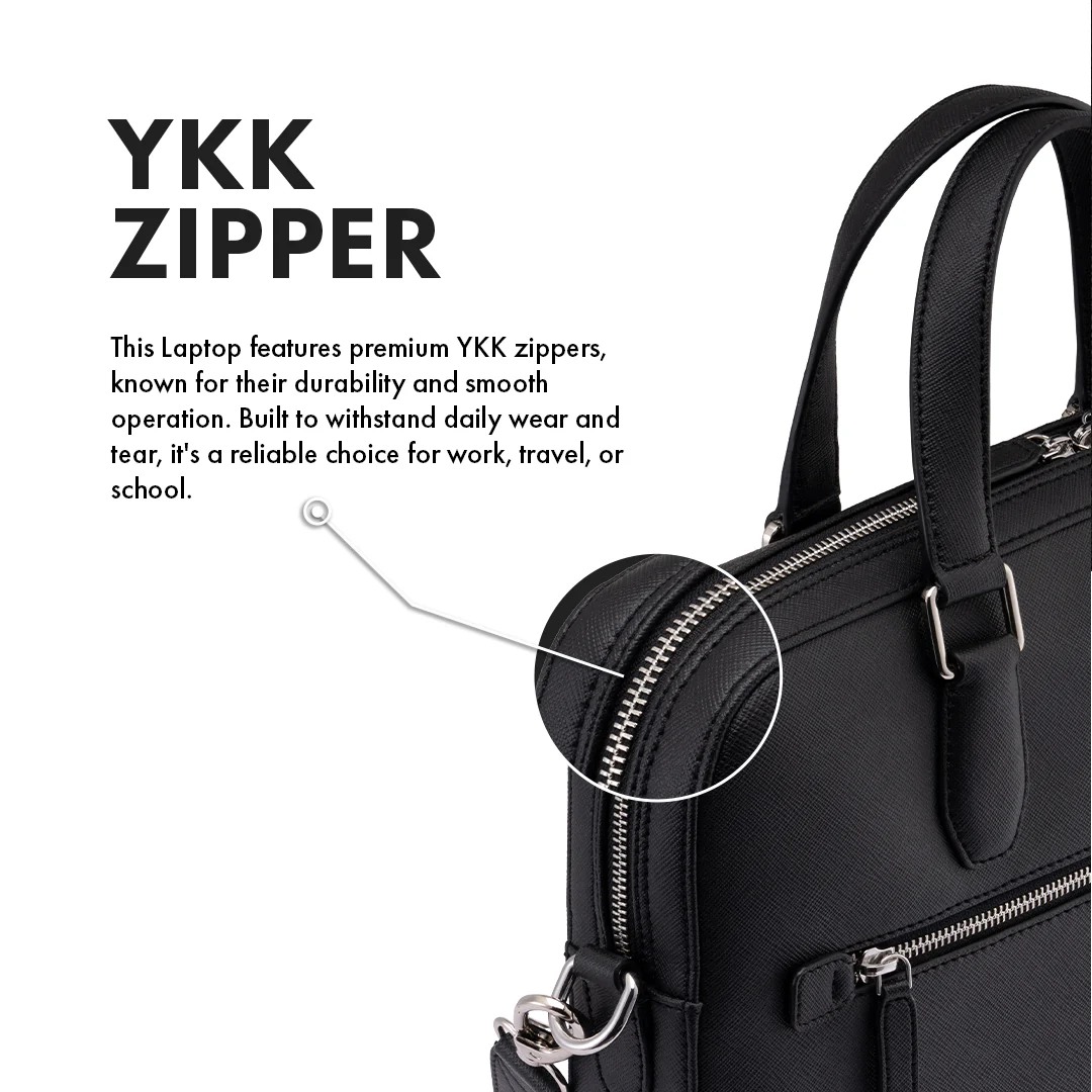 BELFORD BLACK LAPTOP BAG - SAFFIANO - Image 8