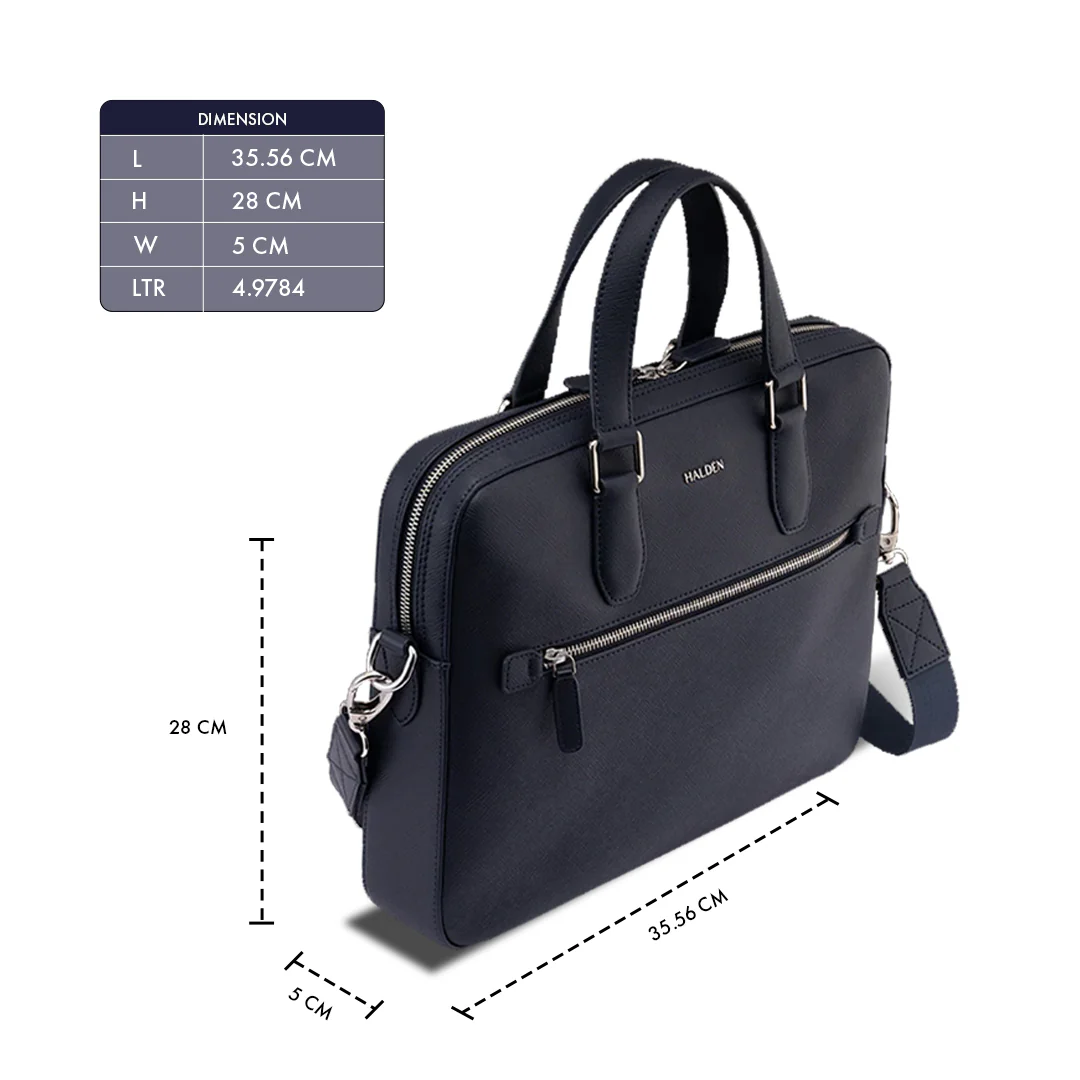 BELFORD BLUE LAPTOP BAG - SAFFIANO - Image 10