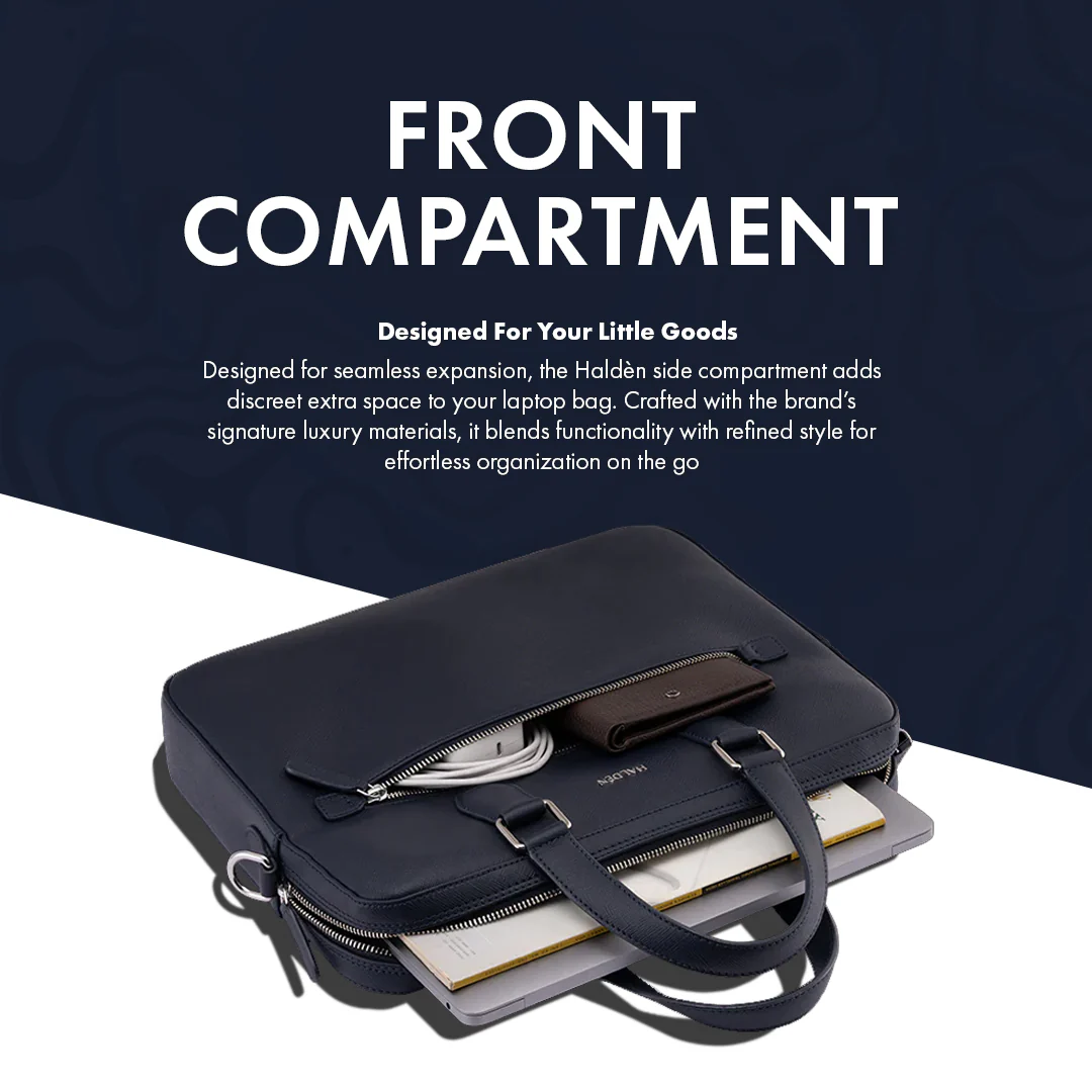 BELFORD BLUE LAPTOP BAG - SAFFIANO - Image 5