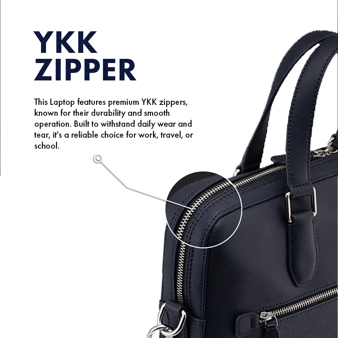 BELFORD BLUE LAPTOP BAG - SAFFIANO - Image 7