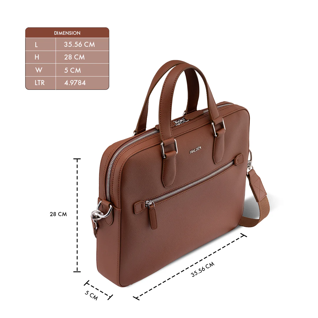BELFORD TAN LAPTOP BAG - SAFFIANO - Image 10