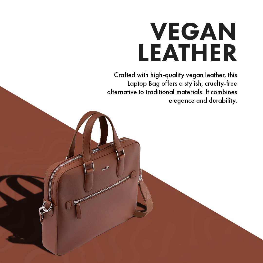 BELFORD TAN LAPTOP BAG - SAFFIANO - Image 3