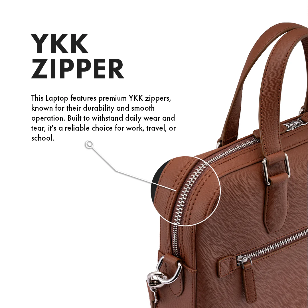 BELFORD TAN LAPTOP BAG - SAFFIANO - Image 5