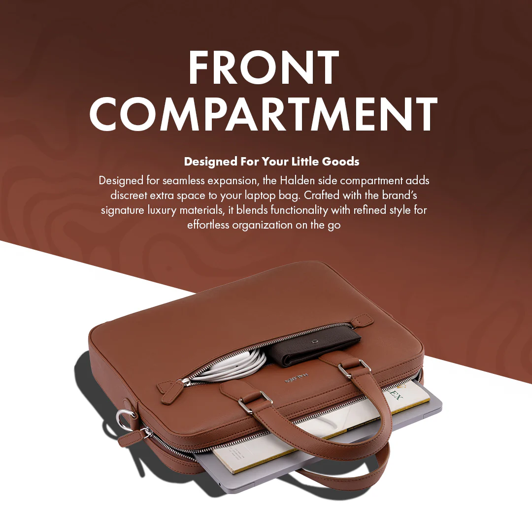 BELFORD TAN LAPTOP BAG - SAFFIANO - Image 6