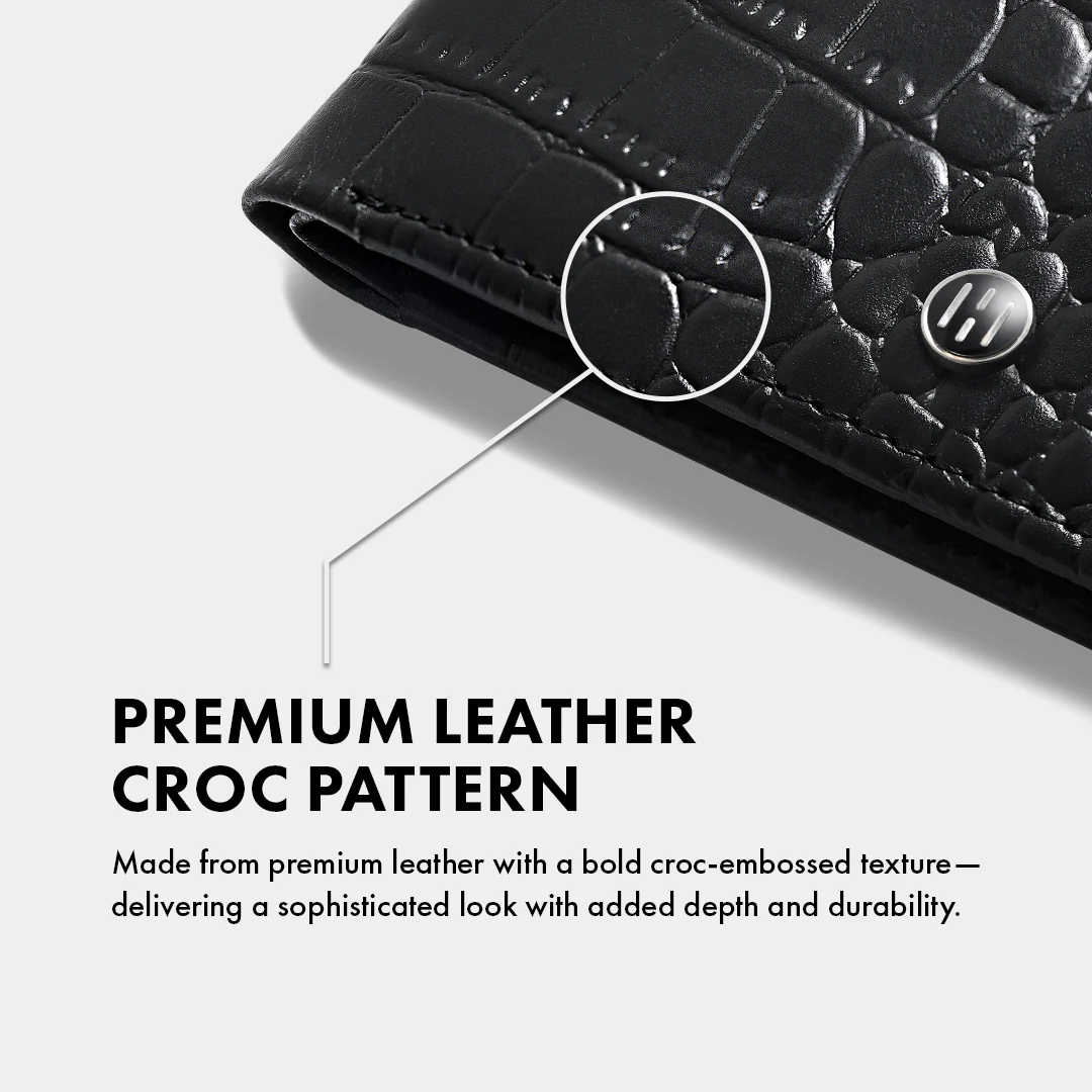 Croc Pattern Men's Leather Wallet - Image 3