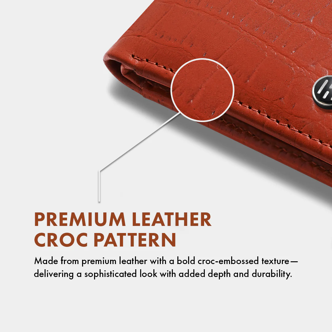 Croc Pattern Men's Leather Wallet - Image 35