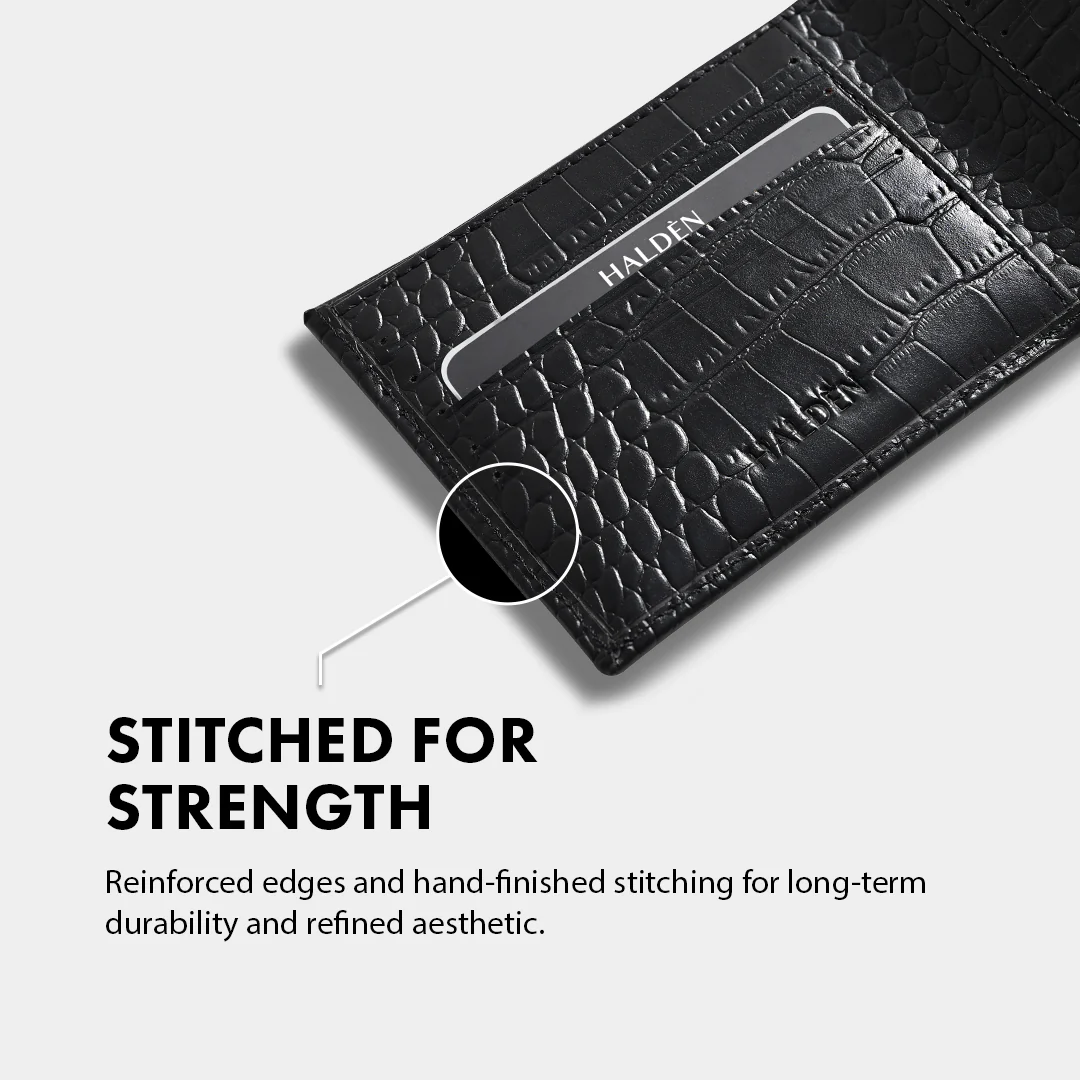 Croc Pattern Men's Leather Wallet - Image 7