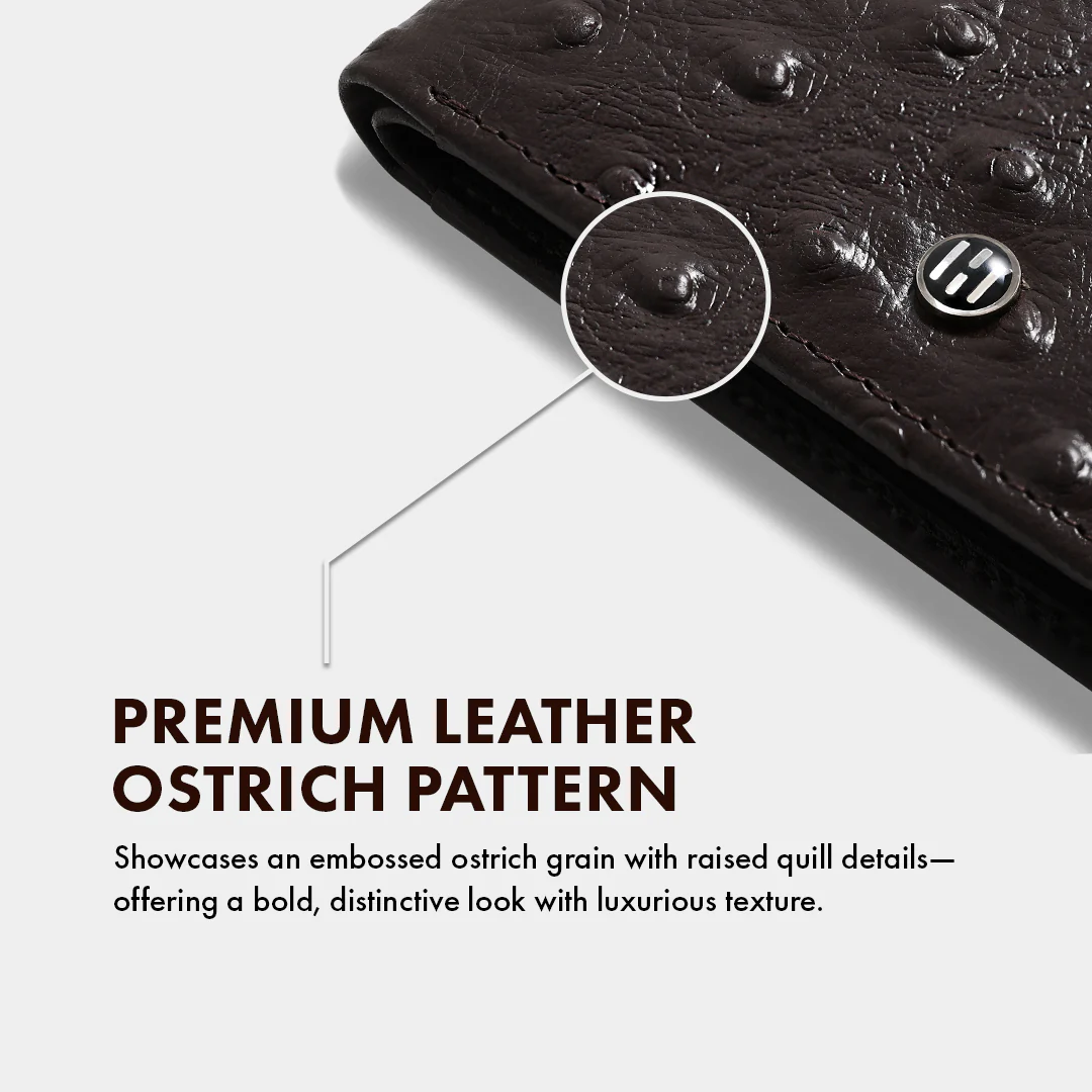 Ostrich Pattern Men's Leather Wallet - Image 13
