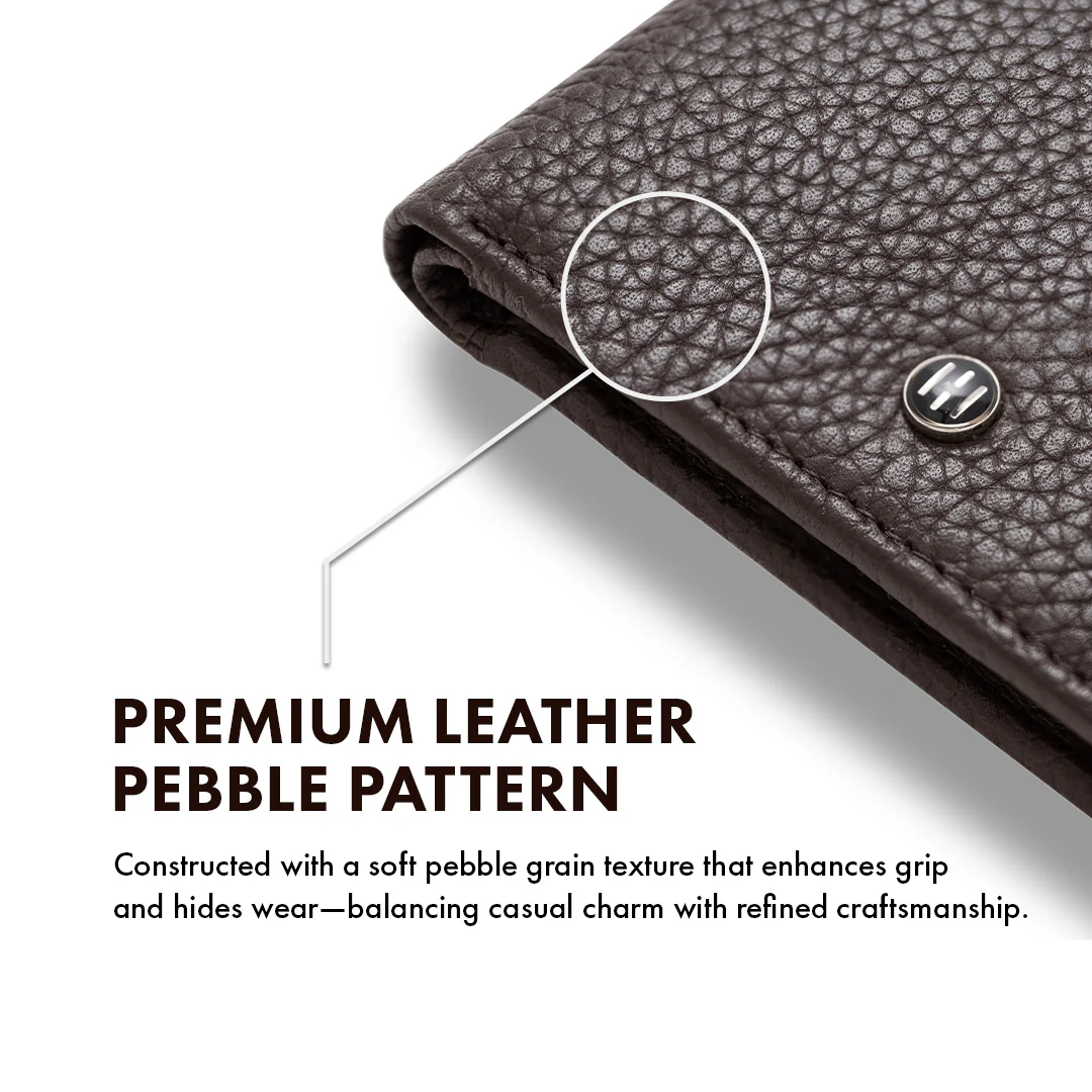 Pebble Pattern Men's Leather Wallet - Image 24