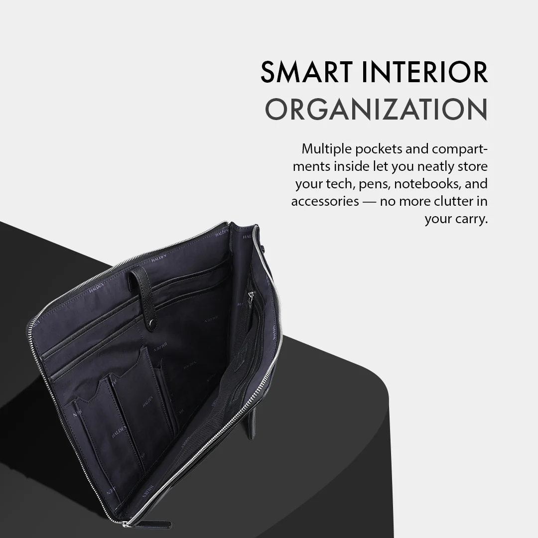 RYDEN BLACK LAPTOP BAG - SAFFIANO - Image 4