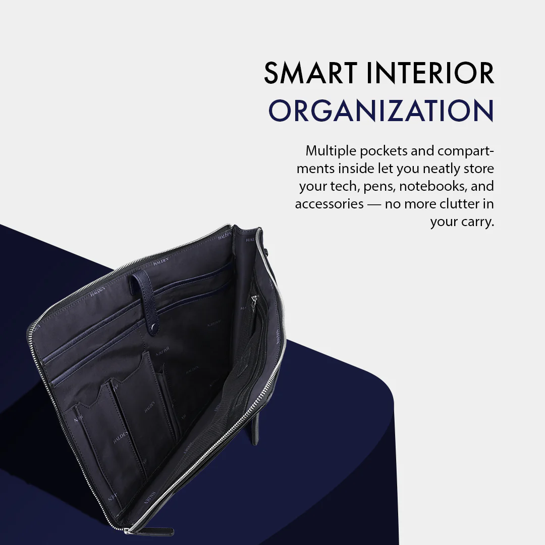 RYDEN BLUE LAPTOP BAG - SAFFIANO - Image 4