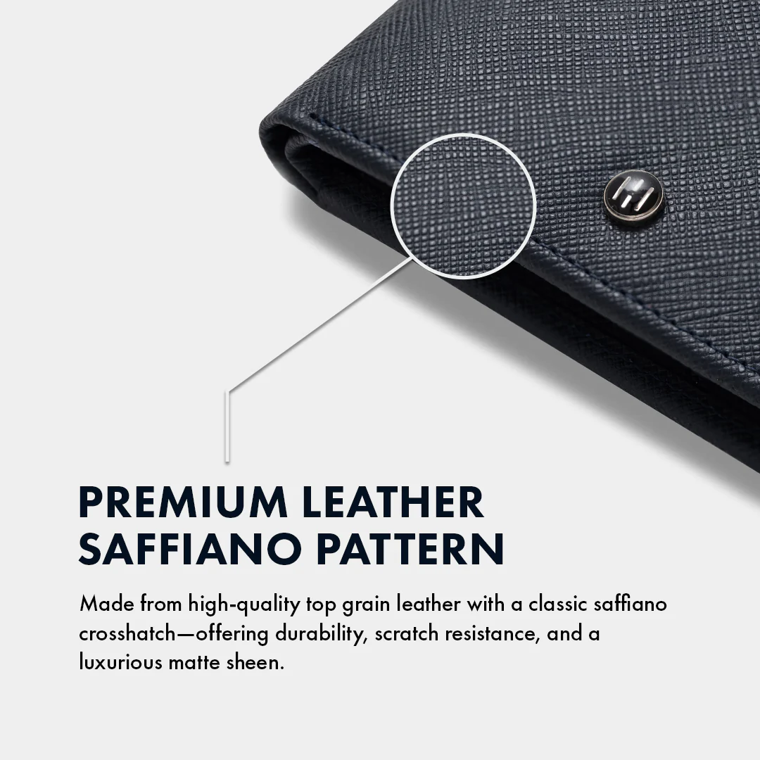 Saffiano Pattern Men's Leather Wallet - Image 12